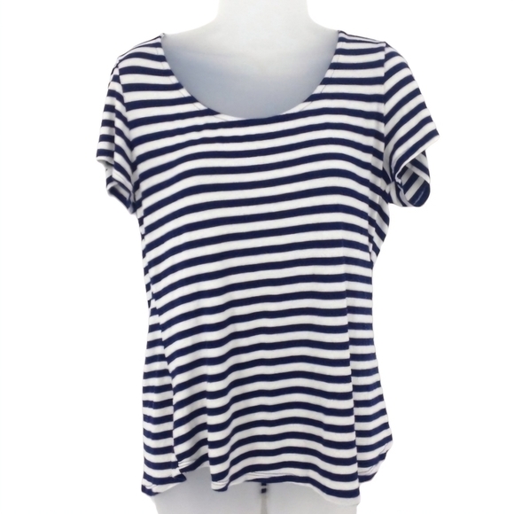 Perseption Striped Tee with Cross Back Detail - Picture 1 of 6